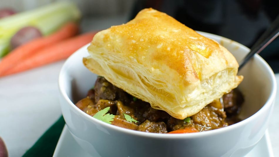 Beef Stew with Puff Pastry Topping