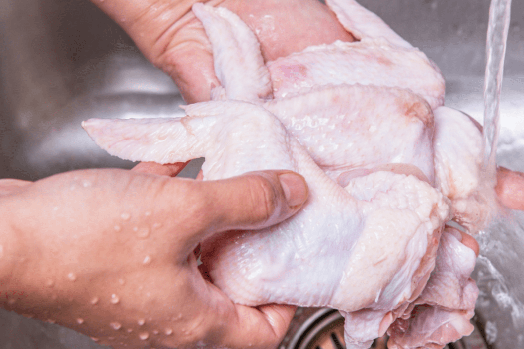 washing chicken