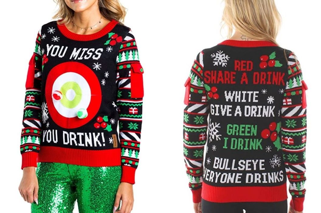 tipsy elves drinking game sweater