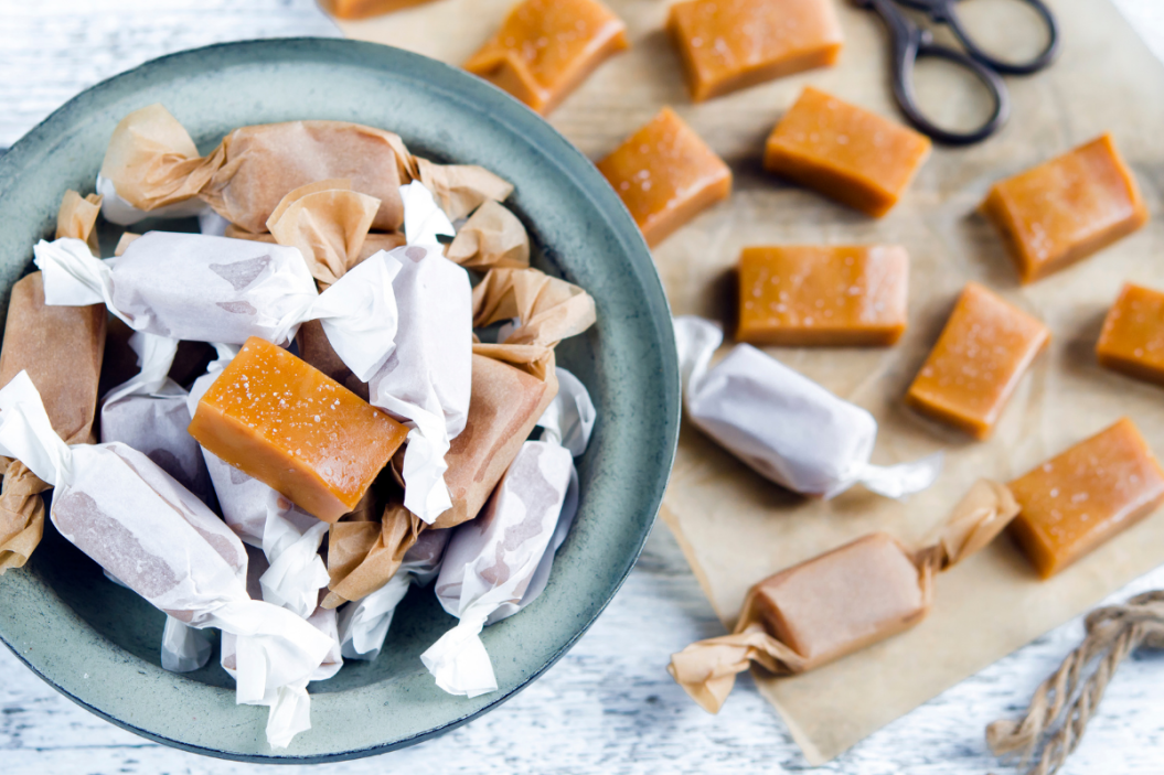 caramels in a bowl