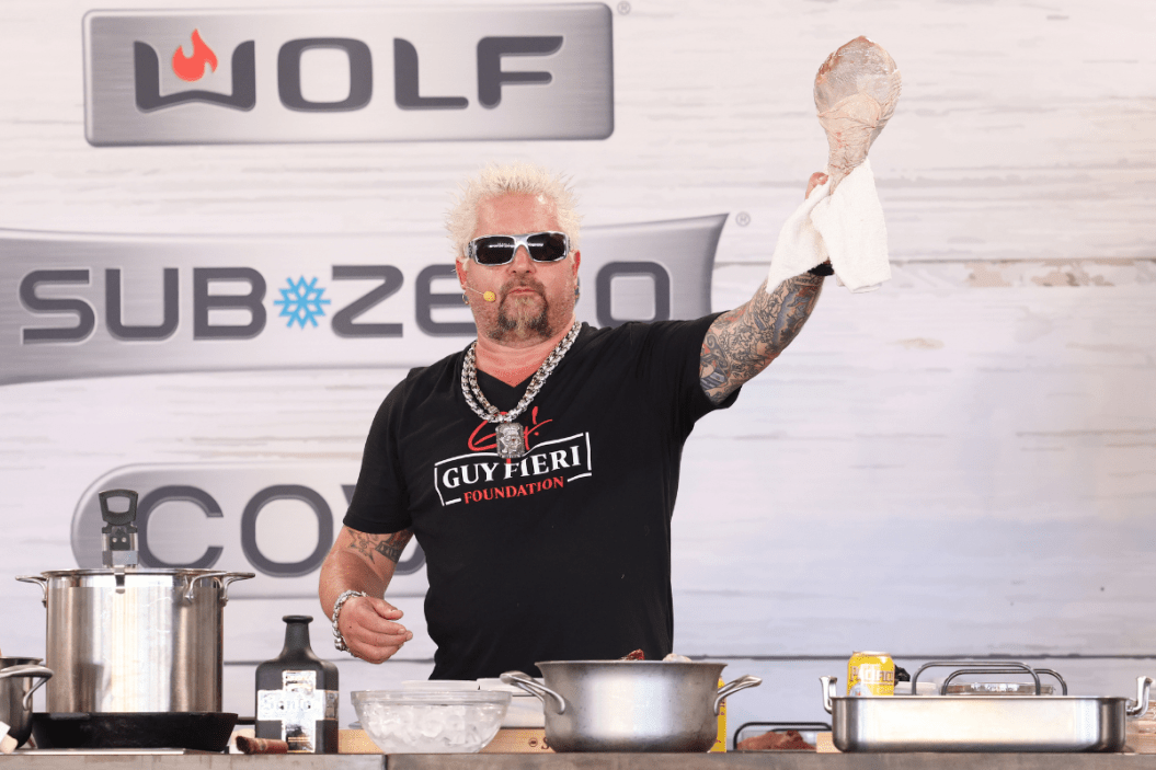 MIAMI BEACH, FL - FEBRUARY 26: Chef Guy Fieri is seen during the South Beach Wine and Food Festival on February 26, 2022 in Miami Beach, Florida.