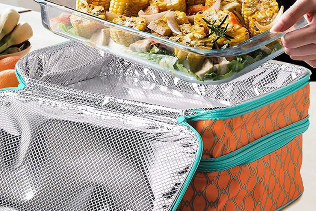 MIER Insulated Double Casserole Carrier Thermal Lunch Tote