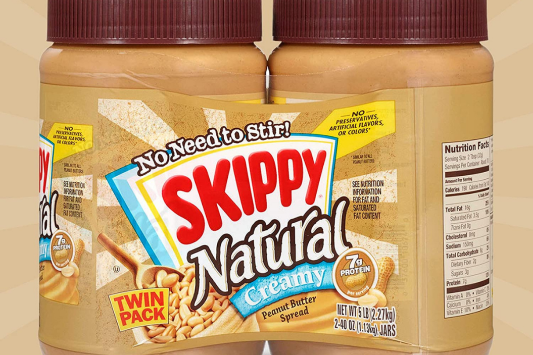 all natural label on jar of Skippy peanut butter