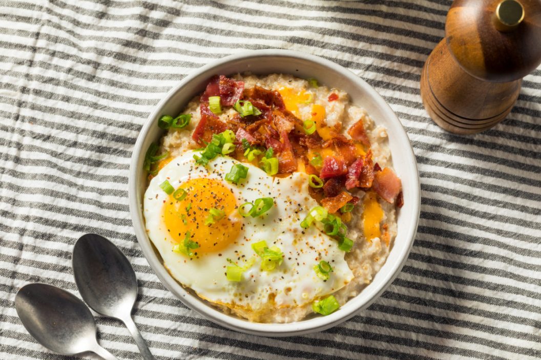 Healthy Homemade Savory Oatmeal Breakfast Bowl
