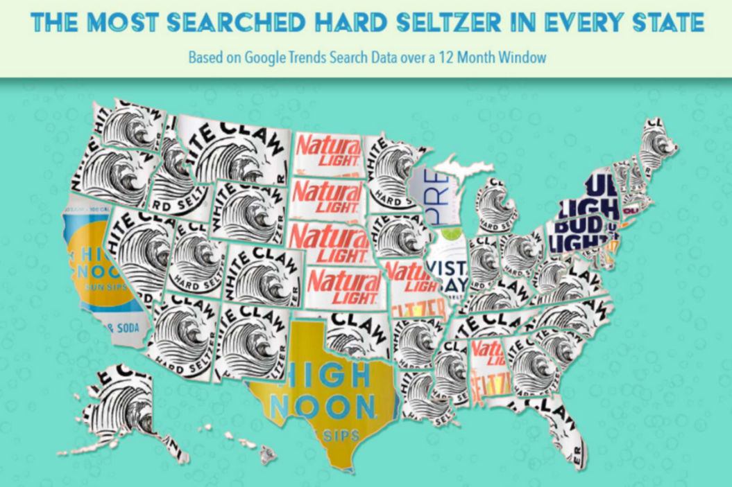 map of most searched hard seltzer